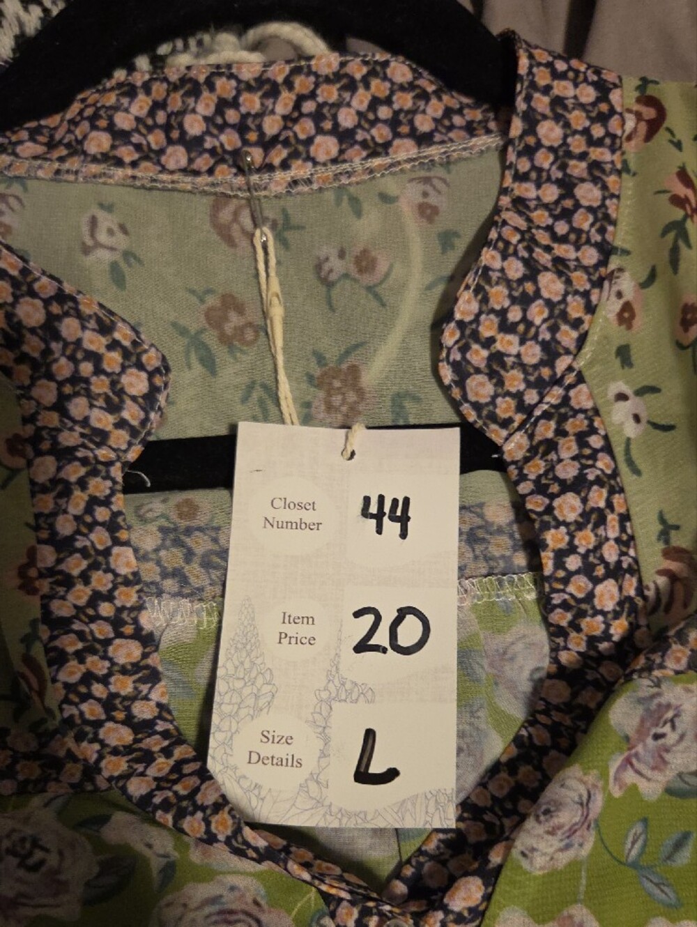 Light Green Floral Button-Front Ruffle Sheer Blouse - Picture 2 of 7